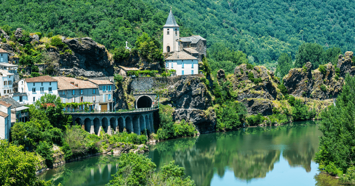 Village on the river in Switzerland