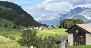 Mountains and villages in the Engadine.