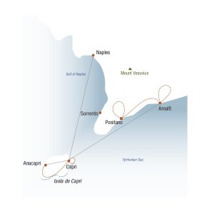 Map of the capri and the amalfi coast trek.