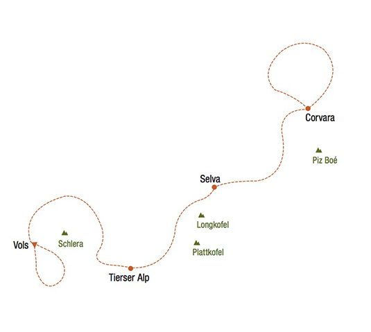 Ambiance Dolomites hiking tour Map