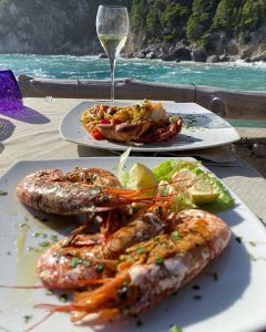 Seafood and wine in Capri, Italy