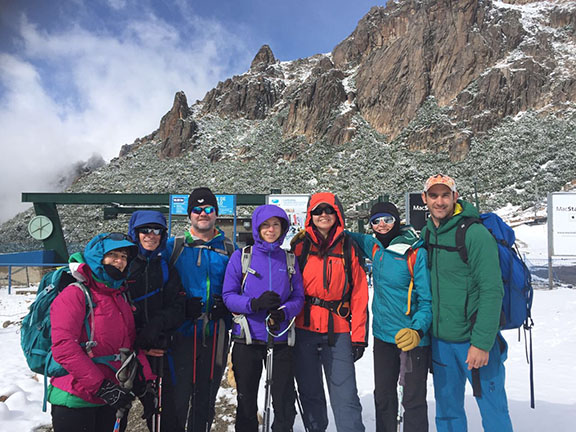 Hiking tour group in Patagonia with Ryder-Walker Alpine Adventures.