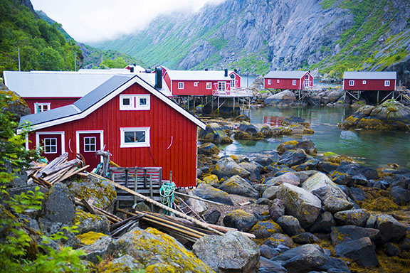 Rorbu fisherman's huts in Lofoten, Norway.