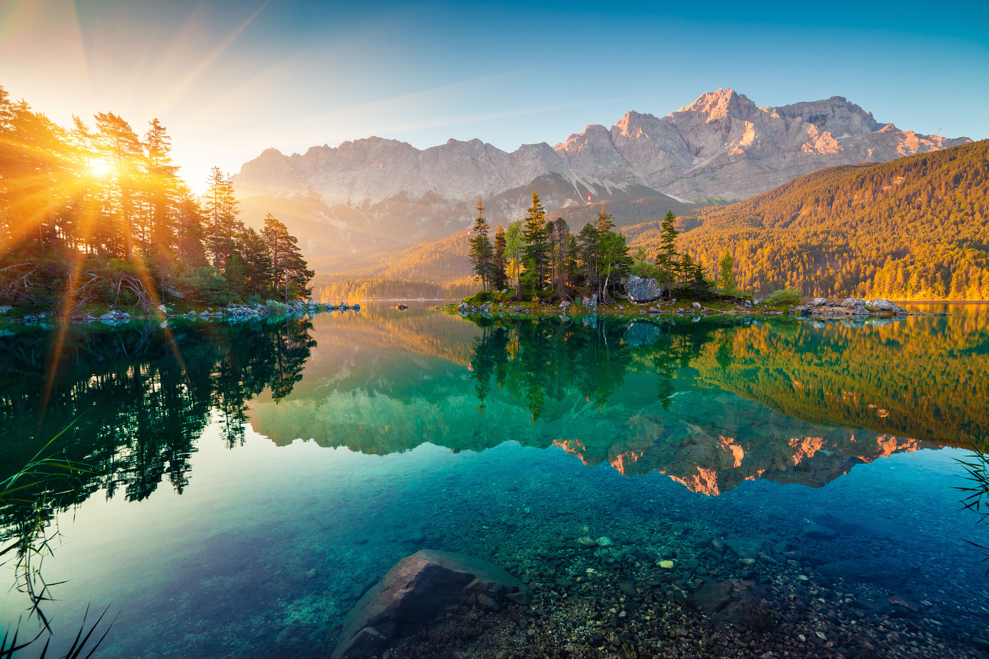 Lake Eibsee in the Bavarian Tyrol. 