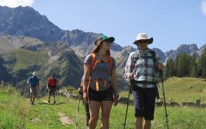 People walking on a mountain trail