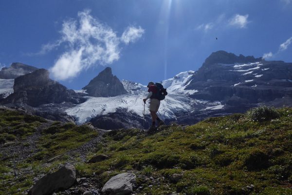 Hiker doing the Eiger Trail