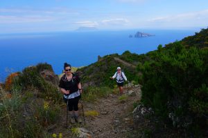 Women hiking a trail