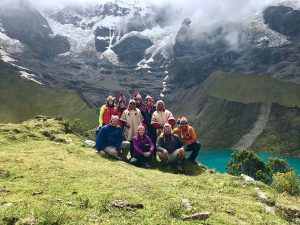 Group hiking in Peru