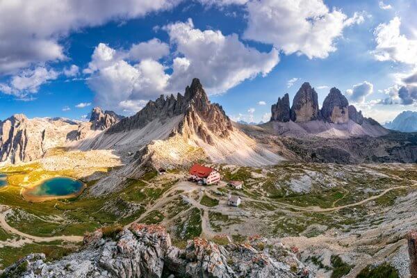 Rifugio mountain hut in the Italian Dolomites