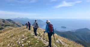 Hikers hiking along the Dalmatian Coast