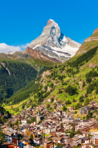 Switzerland mountain and town