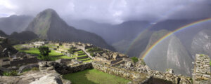 Machu Picchu and a double rainbow