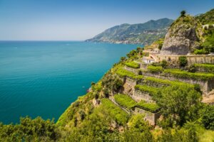 Amalfi coast green to water transition
