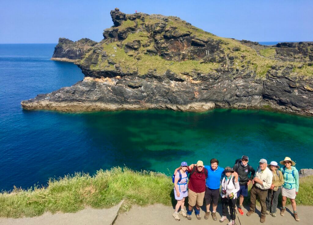 A group of hikers near the coast