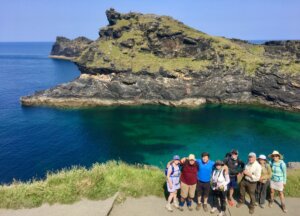 A group of hikers near the coast