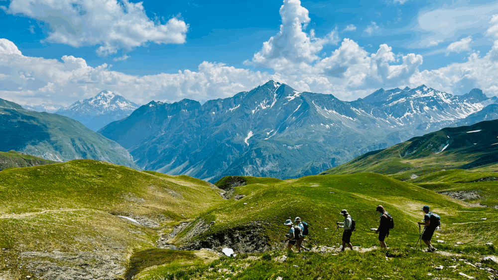 Hikers with beautiful landscape.